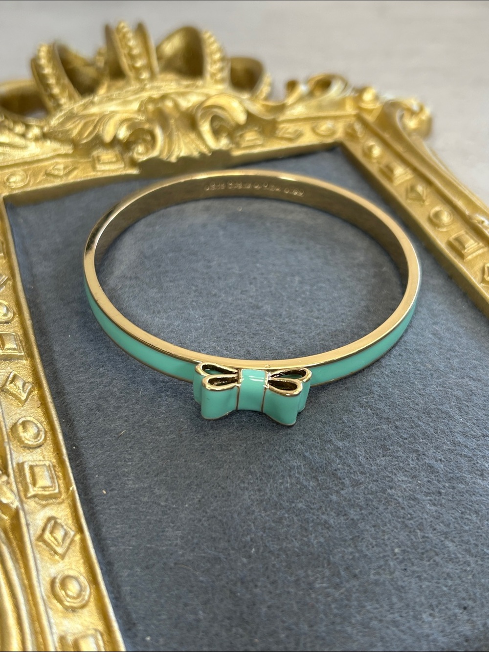 kate spade Gold-Tone Mint Enamel Bow Bangle Bracelet - Picture 1 of 7